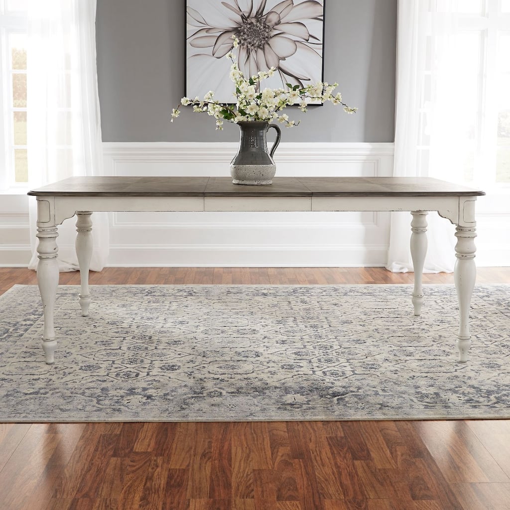 Magnolia Manor Antique White Weathered Bark Leg Table