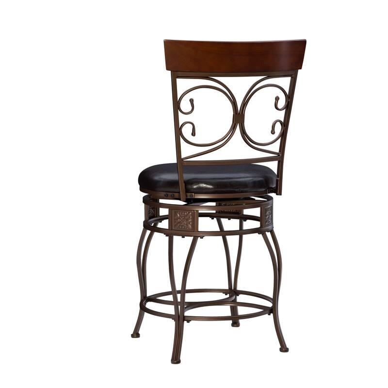 Onyx Big & Tall 360 Swivel Metal and Wood Scroll Counter Stool