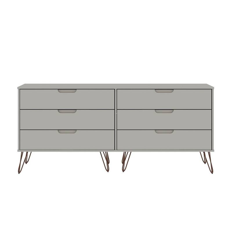 Manhattan Comfort Rockefeller 6-Drawer Double Low Dresser with Metal Legs