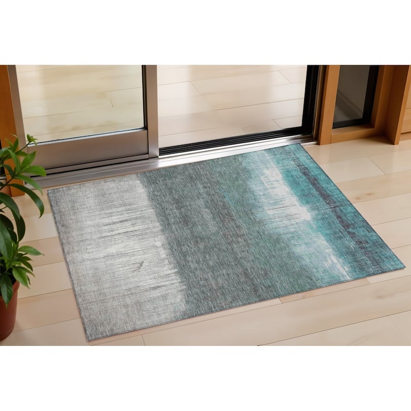 HomeRoots Abstract Transitional Rectangle Outdoor Rug - 3' x 5'