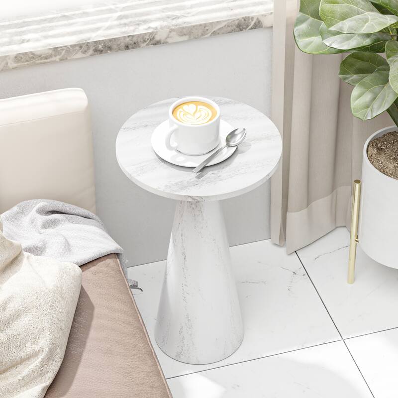 COZAYH Farmhouse Pedestal End Table, Round Martini Table Wood Plant Stand Rustic Small Drink Table for Living Room, Bedroom