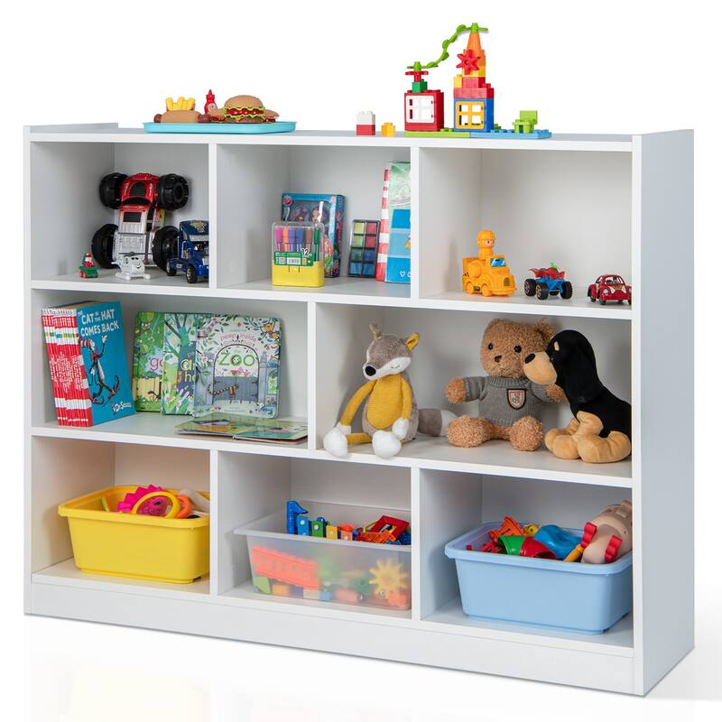 Costway 3-tier Open Bookcase 8-Cube Bookshelf Storage Display Cabinet - 48'' x 12.5'' x 36.5''