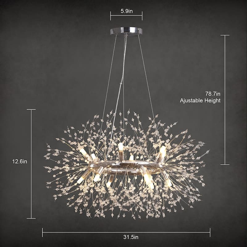 12/20-Light Modern Firework Dandelion Crystal Chandelier(Bulb Included)