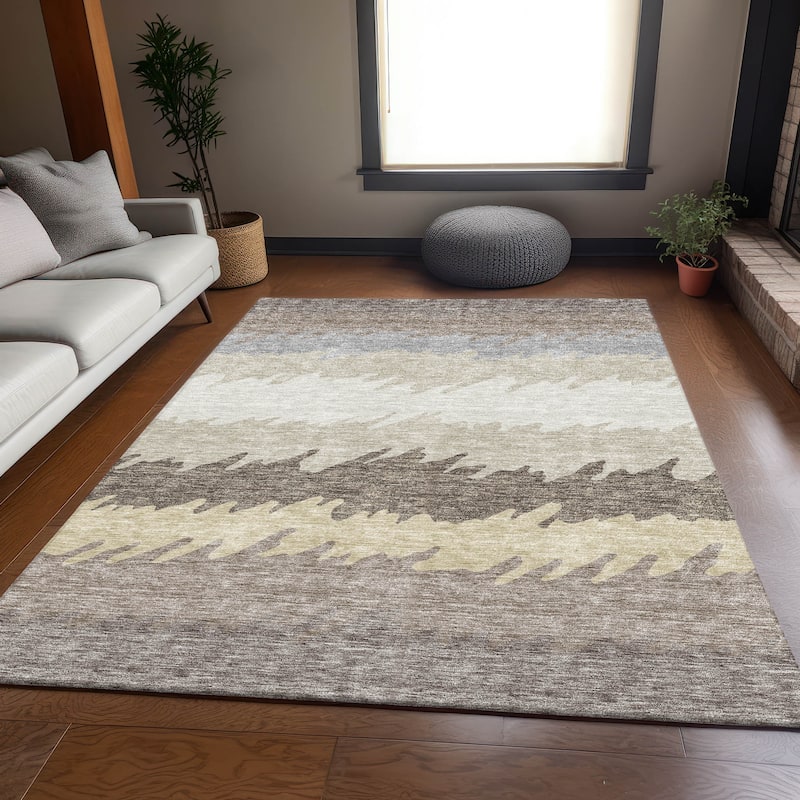 Machine Washable Indoor/ Outdoor Chantille Ombre Abstract Rug