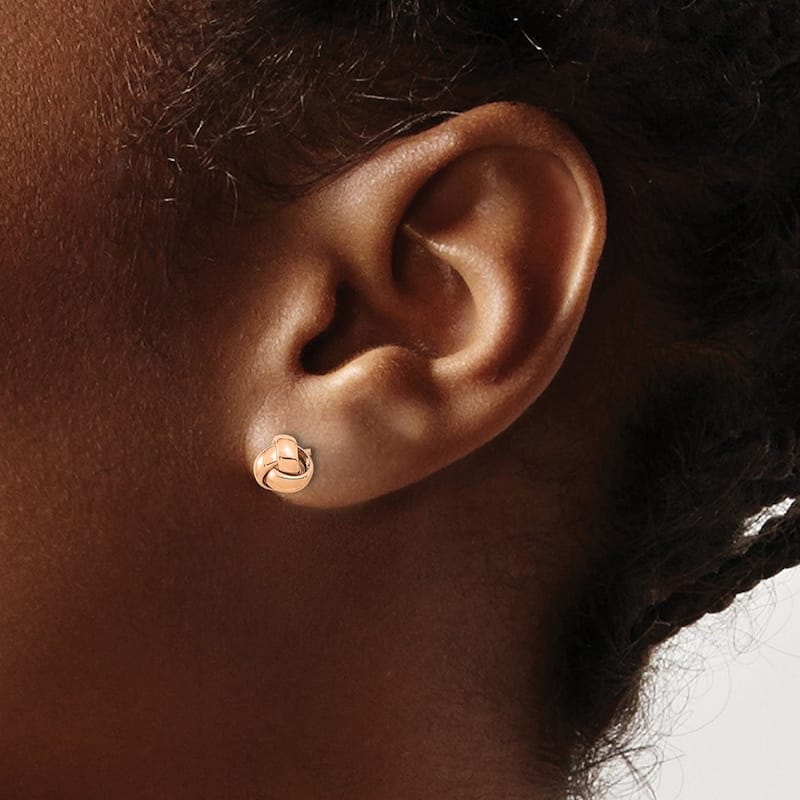 Curata 10k Yellow or Rose Gold 6.5mm Polished Love Knot Post Earrings