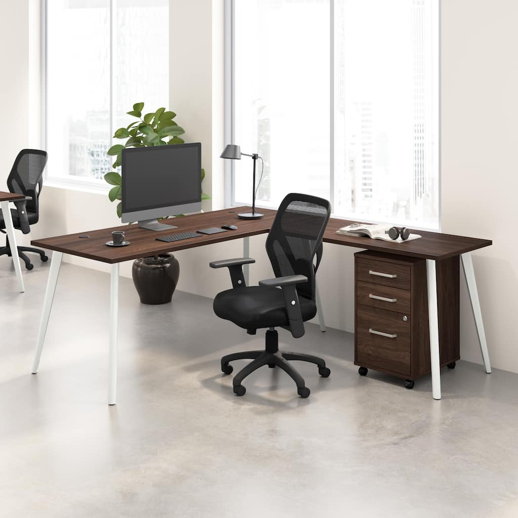 Bush Business Furniture Vista 72W L Shaped Desk with Mobile Cabinet