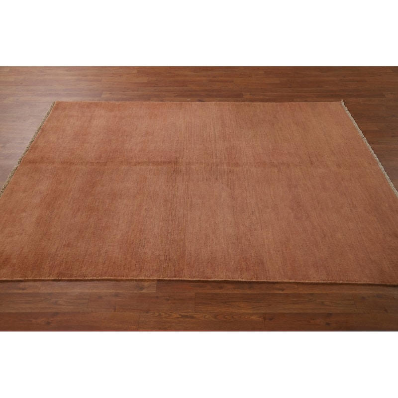 Brown Orange Modern Gabbeh Oriental Rug Hand-Knotted Wool Carpet - 4'9"x 6'5"
