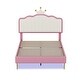 preview thumbnail 20 of 28, Full Size Upholstered Princess Platform Bed with Crown-Shaped Headboard, Soft Night Light Strips, and Gold Metal Legs