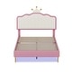 preview thumbnail 6 of 28, Roomfitters Upholstered Princess Bed with Crown Headboard, Platform Bed with Light Strips and Golden Metal Legs, White+Pink