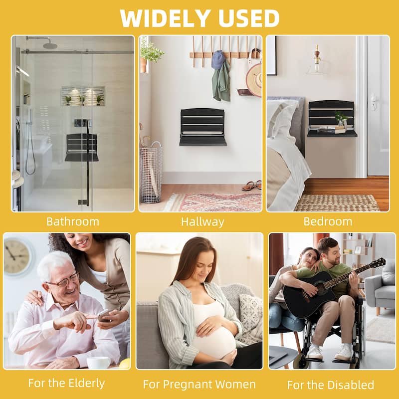 Moasis Plastic Wood Wall Mounted Folding Shower Seat
