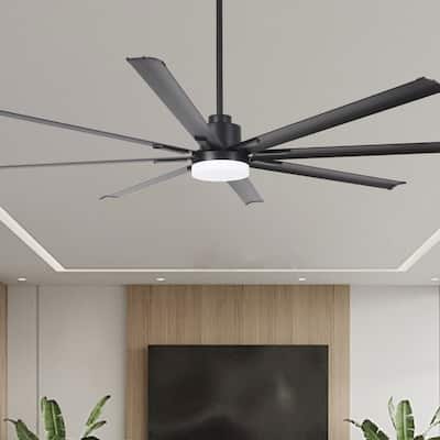 Vaczon 84" Industrial Black Aluminum Large Smart Ceiling Fan with Remote and APP Control