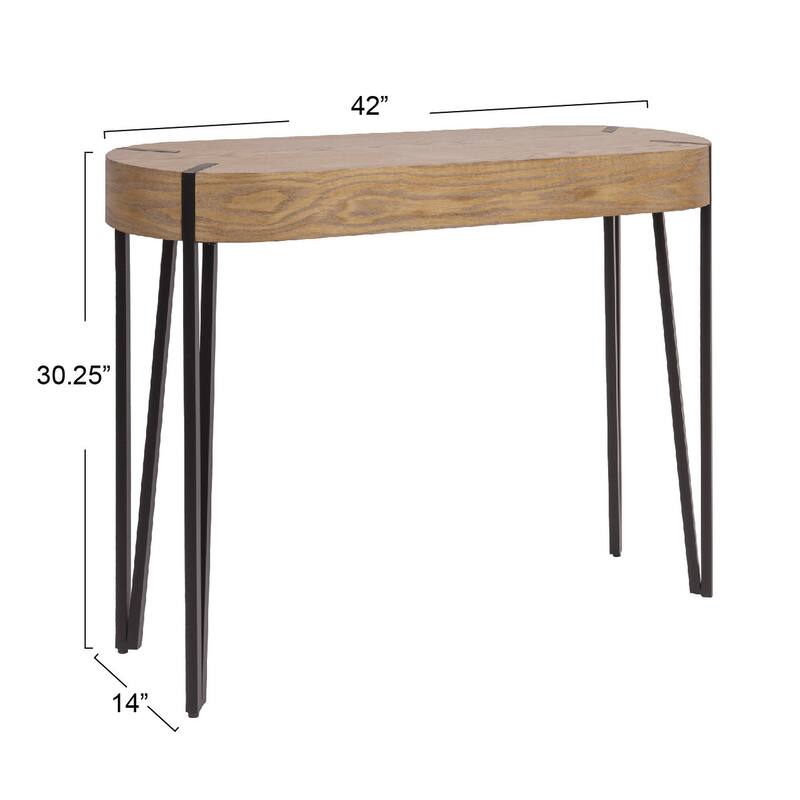 Astoria Wood Console Table with Metal Hairpin Legs - 42.0"L x 14.0"W x 30.3"H