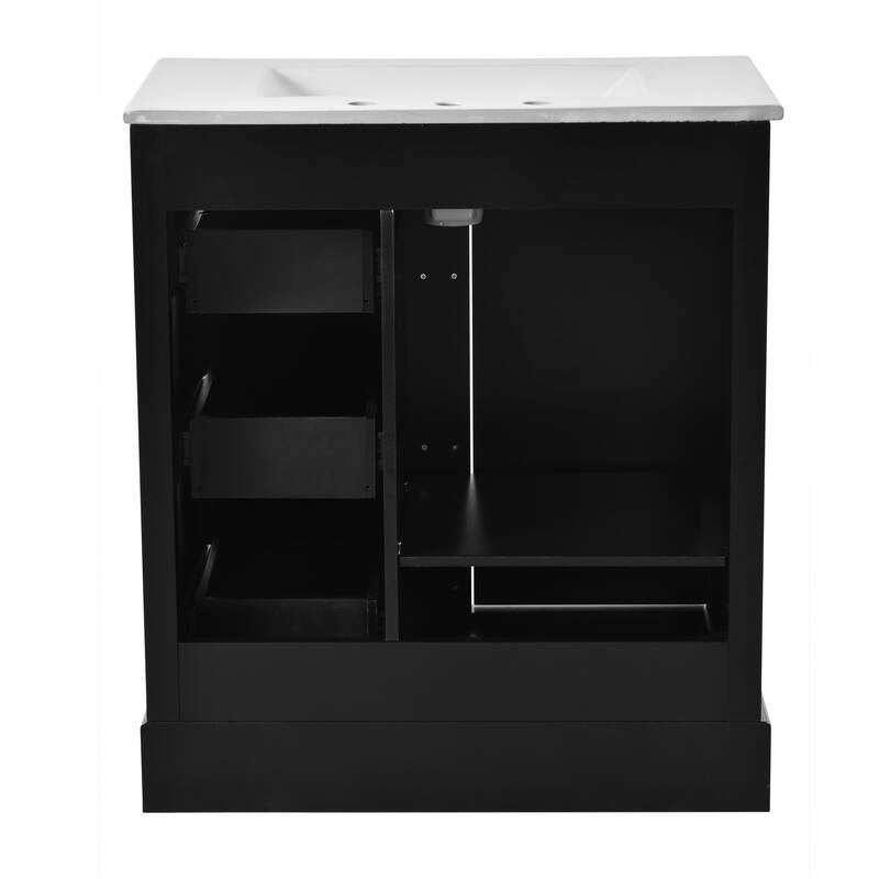 30" Bathroom Vanity with Ceramic Sink, Storage Cabinet and 3 Drawers