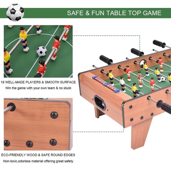 Mini SOCCER FOOSBALL Tabletop Game w/ 2 balls wood grain finish score board NEW 