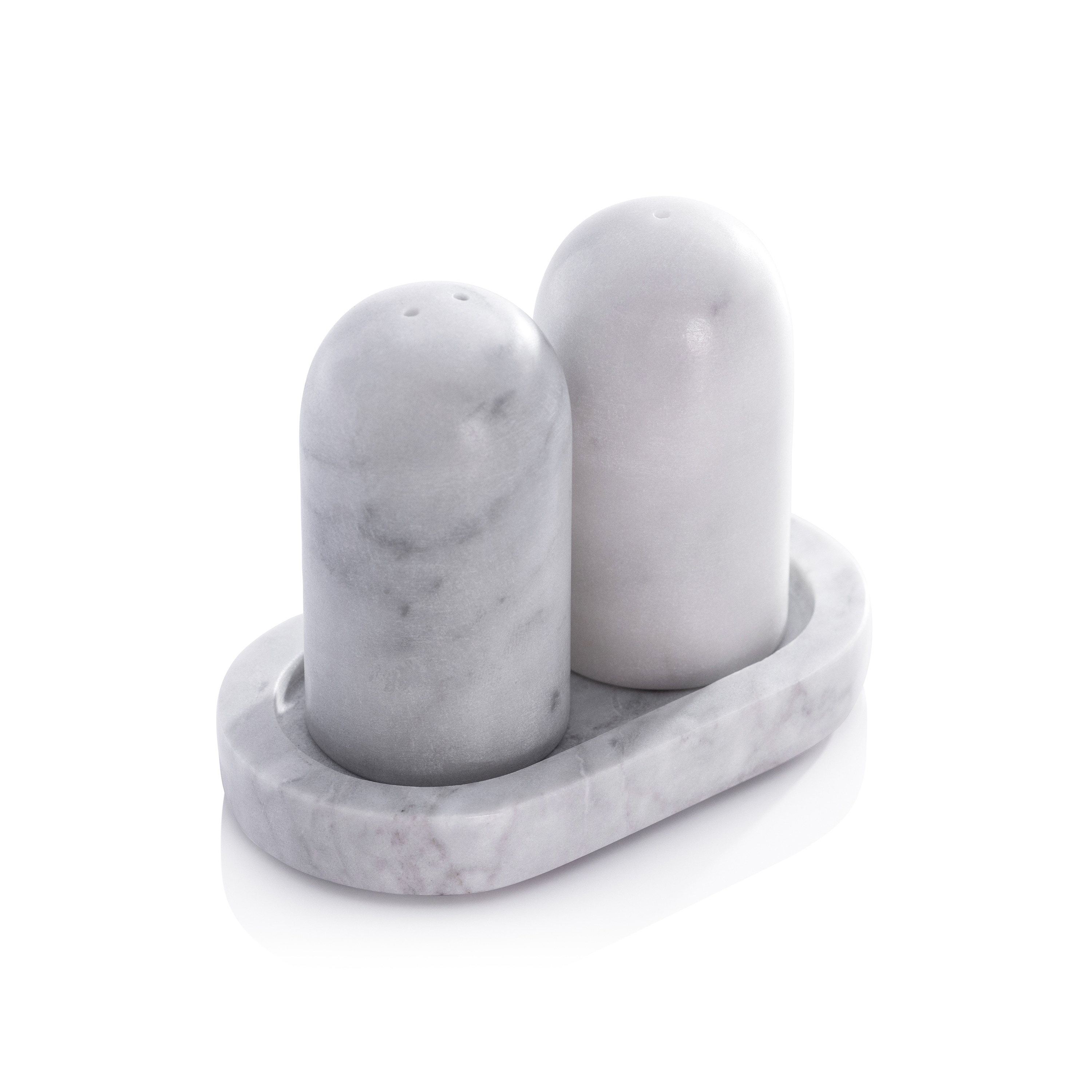 Marmora Marble Salt and Pepper Shaker on Tray