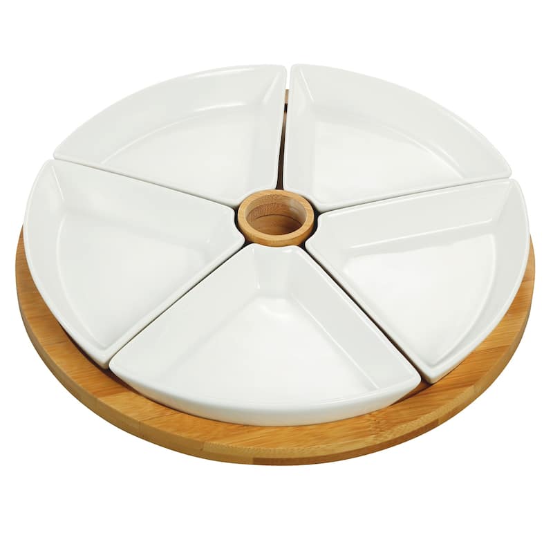 Stoneware Appetizer Server 6 Piece Set - White