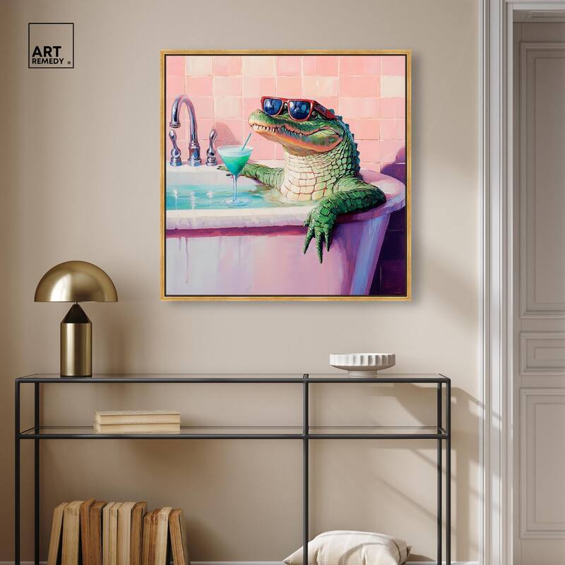 Cocktail Croc II Canvas by Art Remedy