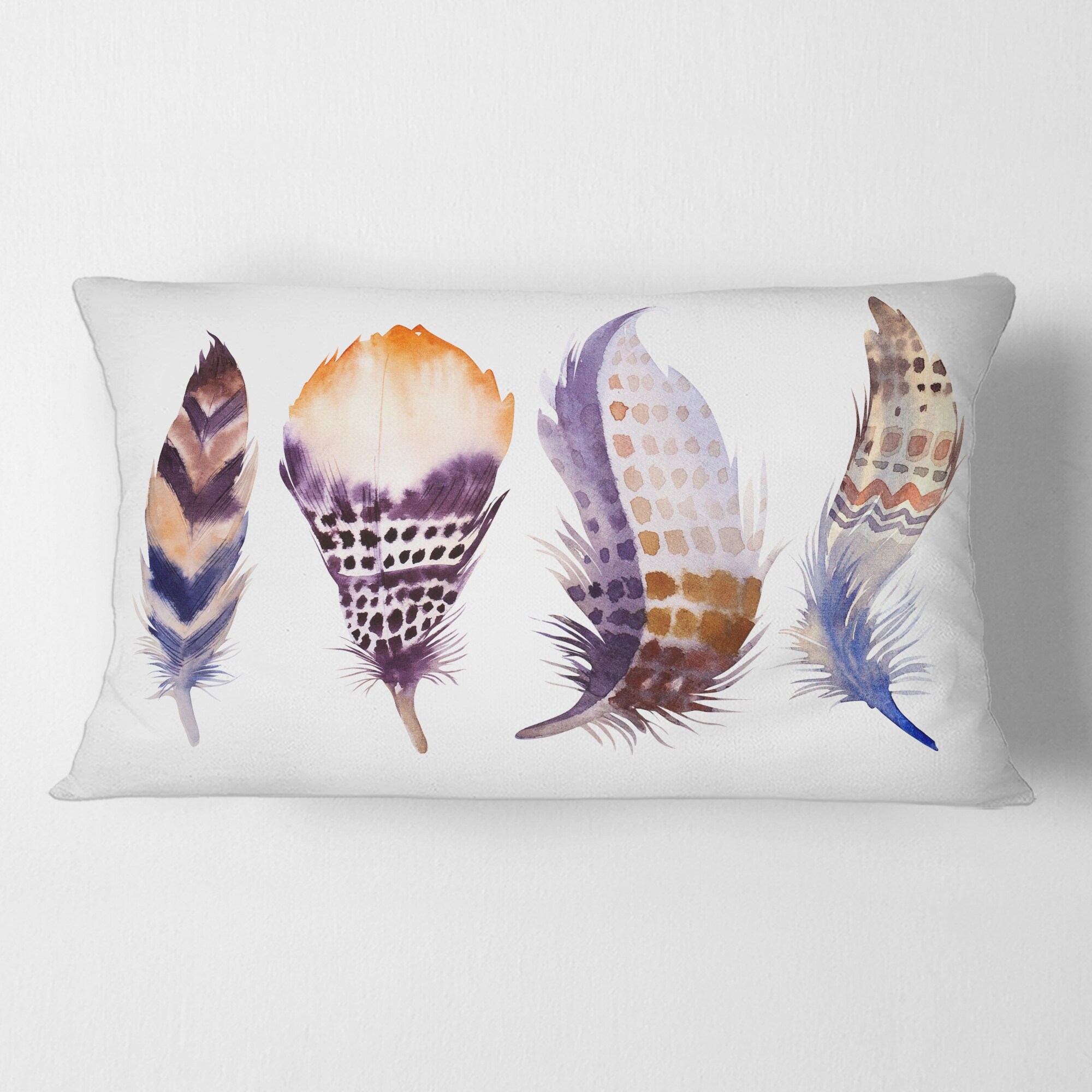 Designart Purple Boho Feathers Bohemian Eclectic Printed Throw