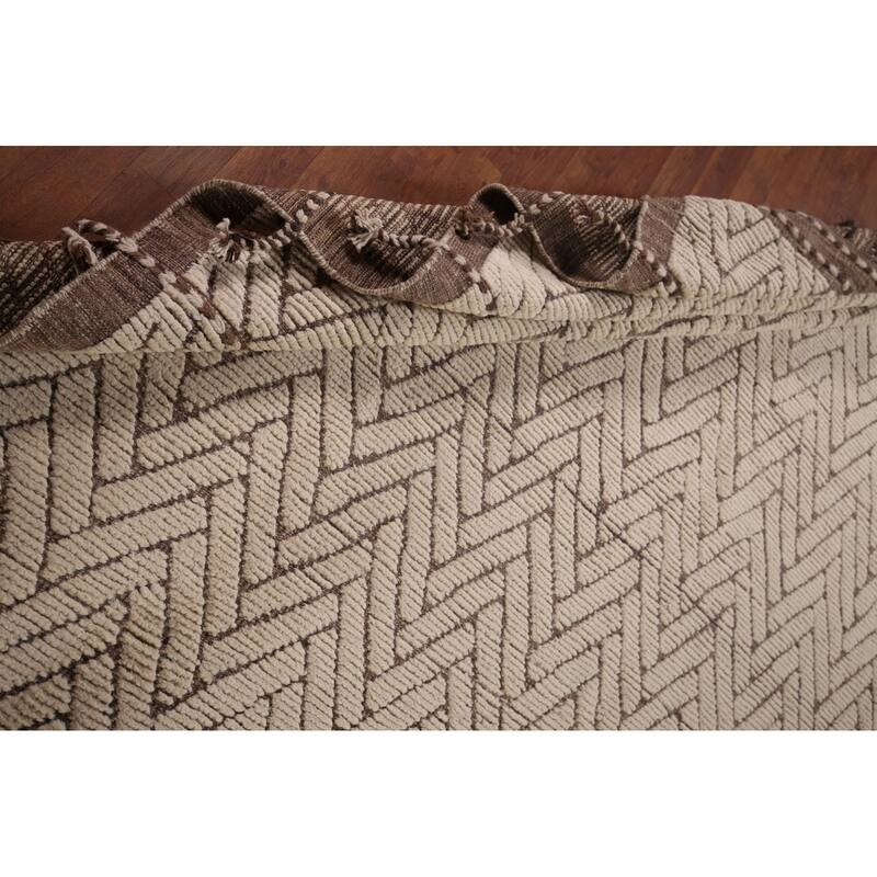 All-Over Chevron Moroccan Oriental Area Rug Handmade Wool Carpet - 8'8"x 13'0"