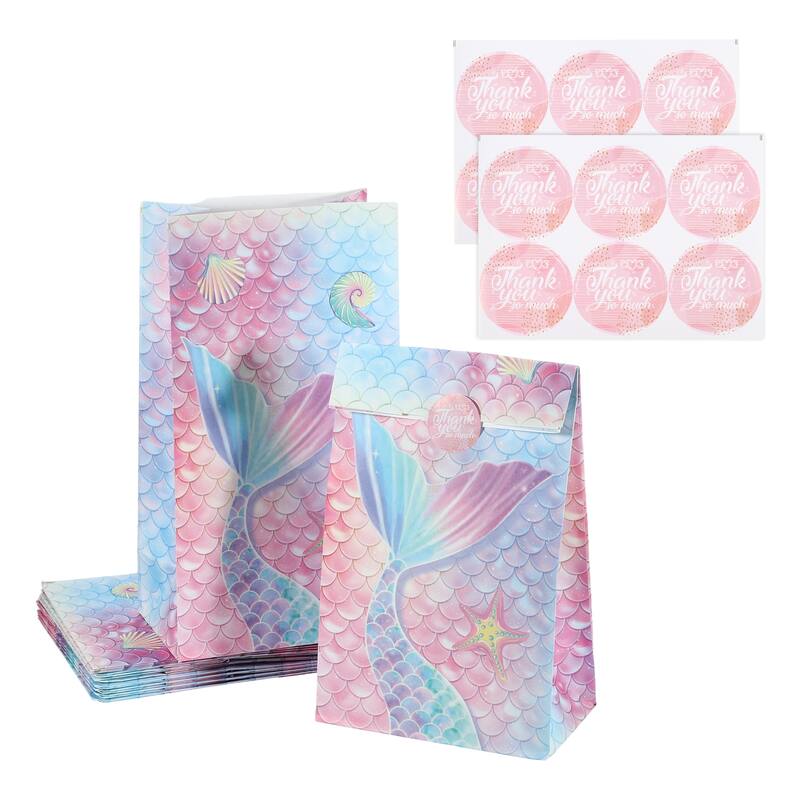 12 Pcs Paper Gift Bags, Party Bags Set, Birthday Gift Bags with Stickers, Candy Bags for Wrapping Gifts