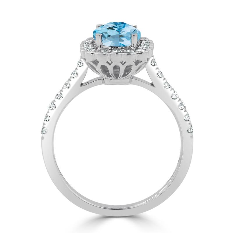 Auriya Vintage 1 1/3ct Cushion-cut Sky Blue Topaz Halo Diamond Engagement Ring 1/2ctw 14k Gold