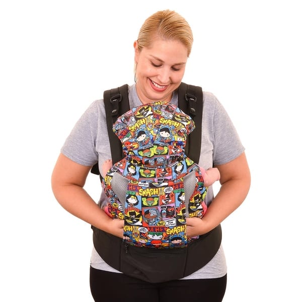 slide 2 of 5, KidsEmbrace Justice League Baby Carrier, DC Comics Chibi Deluxe w/Hood