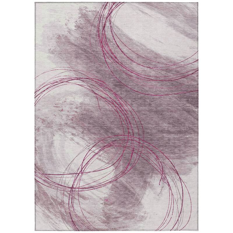 Machine Washable Indoor/ Outdoor Abstract Modern Chantille Rug