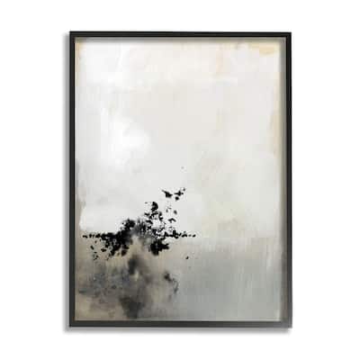 Stupell Minimal Neutral Abstract Painting Black Splatter Framed Wall Art - Grey