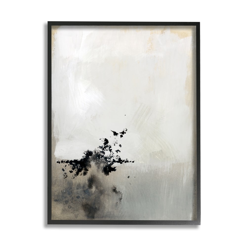Stupell Minimal Neutral Abstract Painting Black Splatter Framed Wall Art - Grey