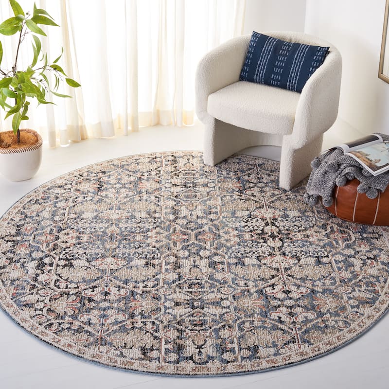 SAFAVIEH Vivaldi Arife Oriental Rug - 6'7" Round - Blue/Ivory