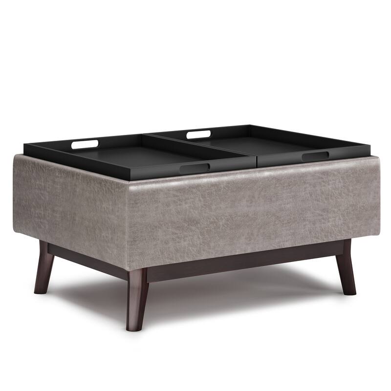 Tray Top Small Coffee Table Storage Ottoman