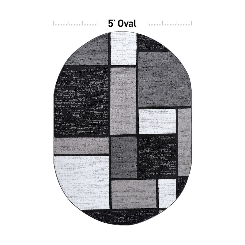 World Rug Gallery Contemporary Modern Boxed Color Block Area Rug