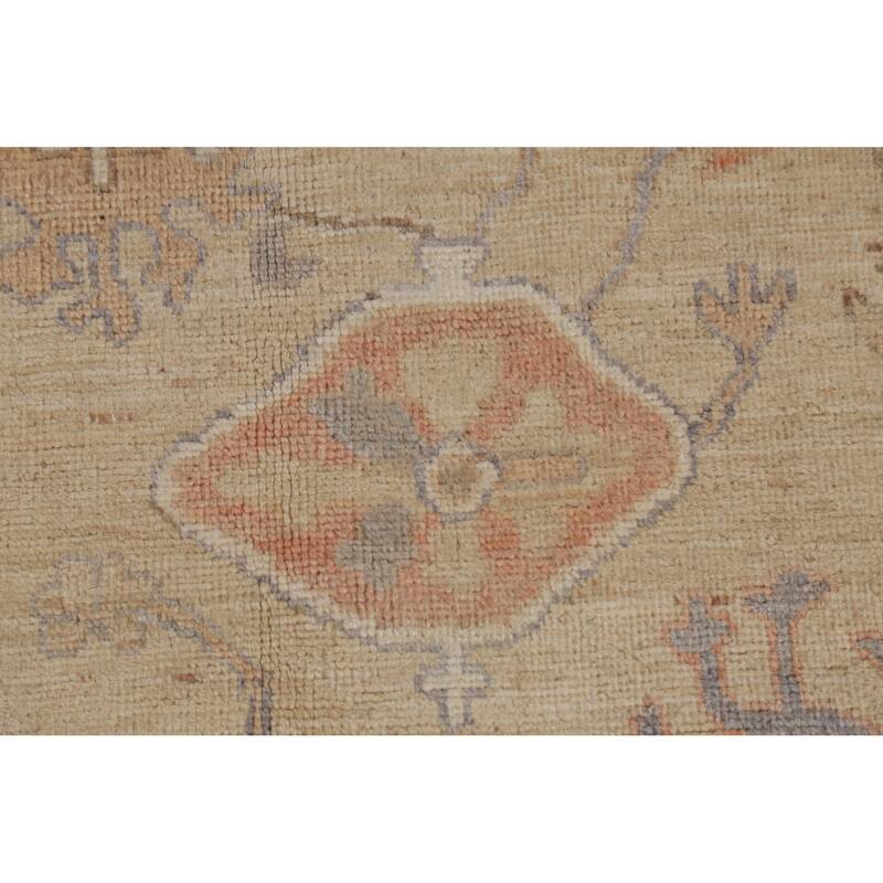 Hand Knotted Oriental 100% Wool Carpet Transitional All-Over Beige & Ivories Oushak Area Rug - 11' 10'' X 8' 5''