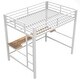 preview thumbnail 31 of 64, Twin/Full Size Gaming Loft Bed with Bulit-in Desk and LED Lights, Metal Loft Bedframe with Ladder and Guardrails for Kids