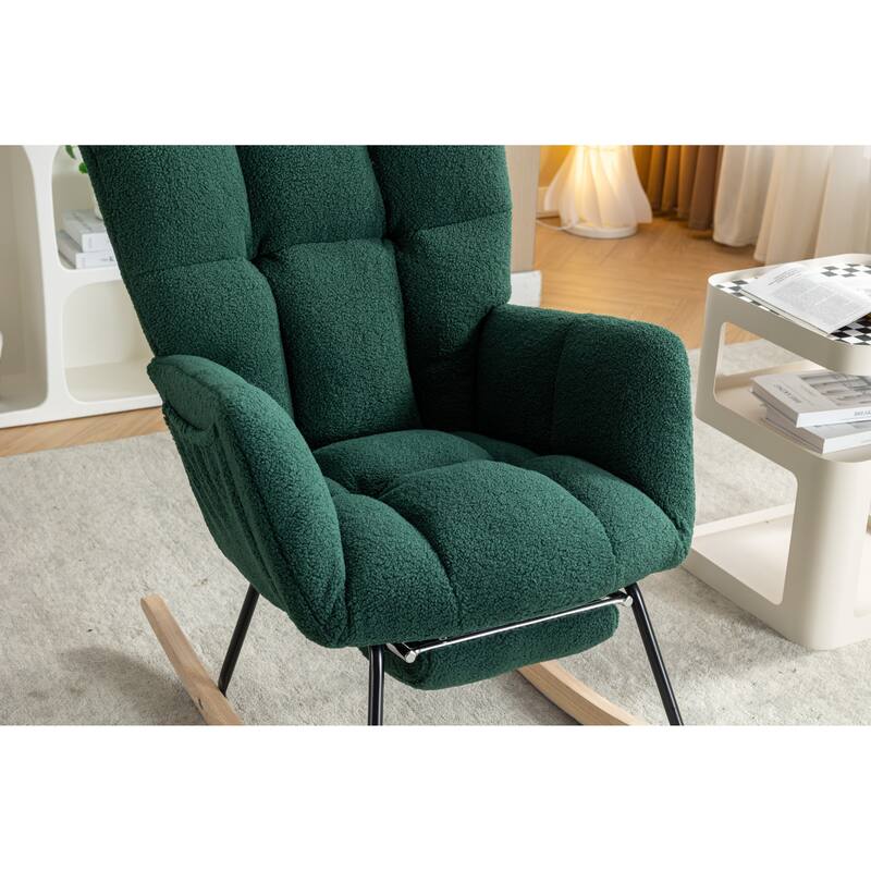 Teddy Fabric Rocking Chair With Adjustable Footrest
