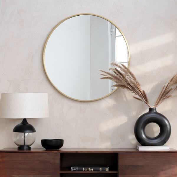 Vasto Modern Round Framed Wall Hanging Accent Mirror 30" Bed Bath