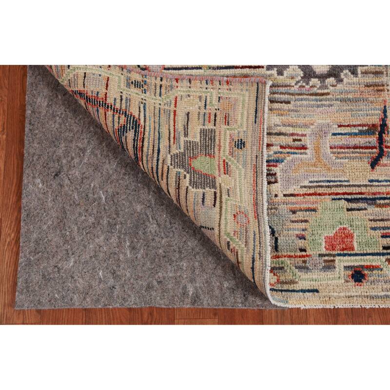Hand Knotted Oriental 100% Wool Carpet Transitional Floral Multi-Colored Oushak Runner Rug - 9' 2'' X 2' 8''