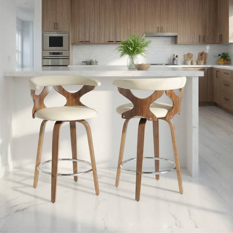 Carson Carrington Viby Fixed-Height Counter Stool with Bent Wood Legs & Round Footrest (Set of 2)