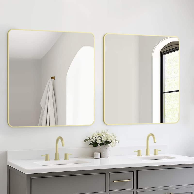 36 x 36 Inch Shatterproof Wall Mount Metal Frame Mirror