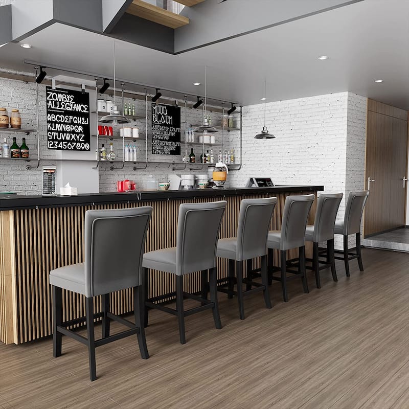 Bar Stools Faux Leather Upholstered Chairs Dining Chairs