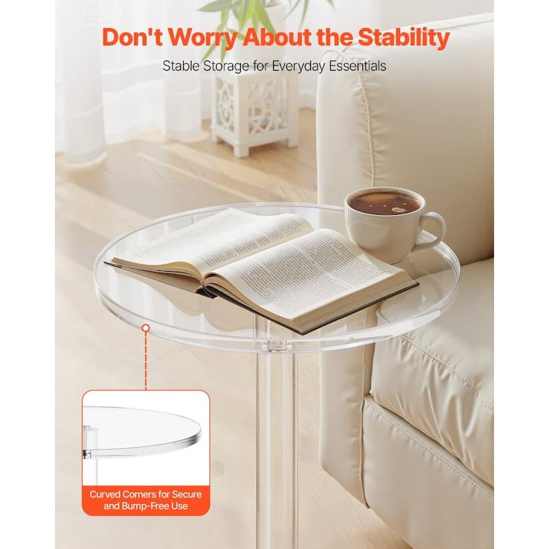 Clear Transparent Acrylic Side Table 10x10x21.3in with Sturdy Legs and 11lbs Load Capacity - 10 x 10 x 21.3 in