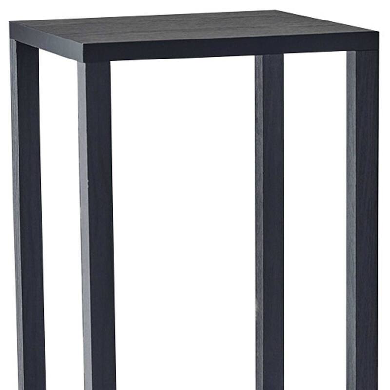 HomeRoots 28" Black Square End Table With Two Shelves
