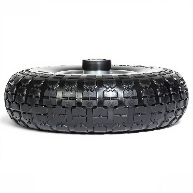 4 Solid Flat-Free Tire & Wheel, 5/8" Bearings, Heavy Duty for Wheelbarrows, Hand Trucks, Carts (Set of 4)