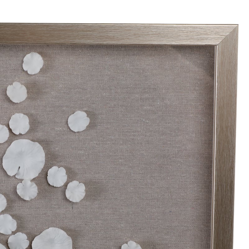 Resin Canvas Wall Art Vertical Floral Design with PS Frame - 47" White