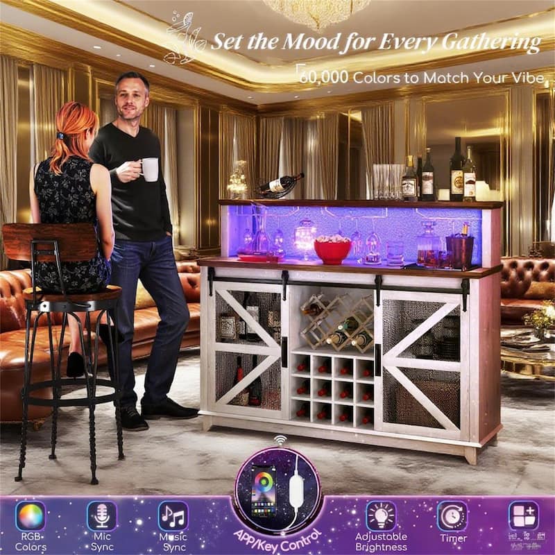 Kitchen Cabinet Coffee Bar Farmhouse Wine Cabinet in White