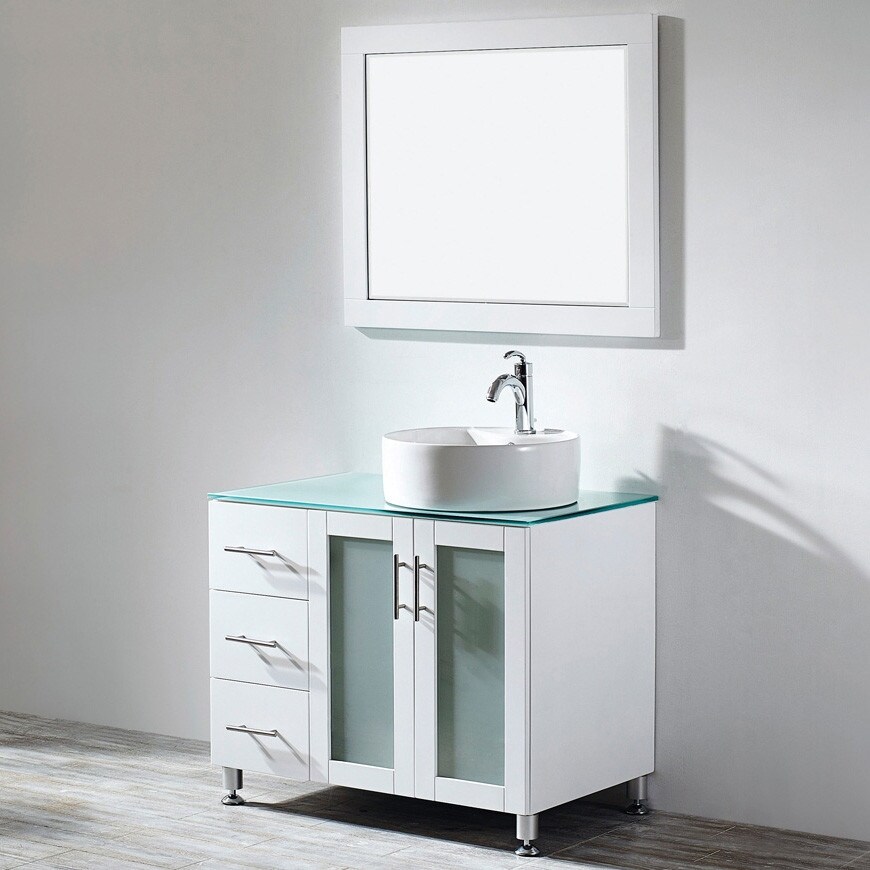 Shop Miseno Mv745036r 36 Free Standing Single Vanity Set With Wood Cabinet Glass Vanity Top White Green Tempered Glass Top Overstock 14392474