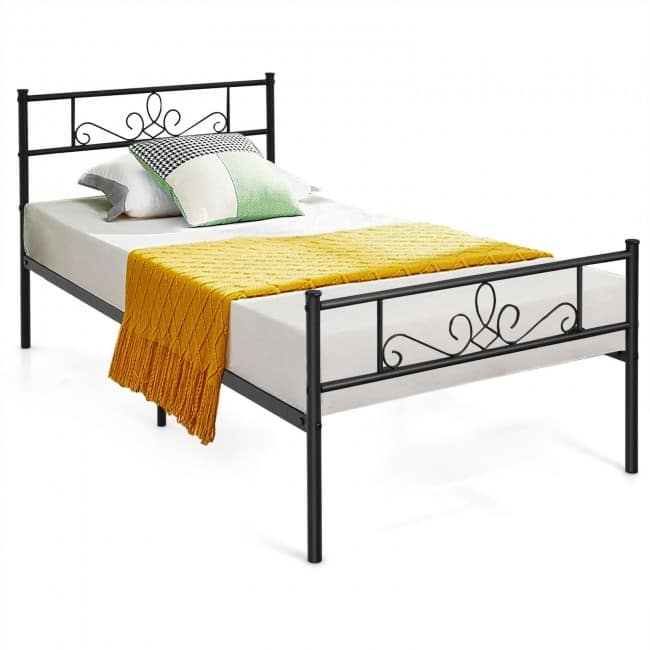 Metal Bed Frame with Headboard and Footboard