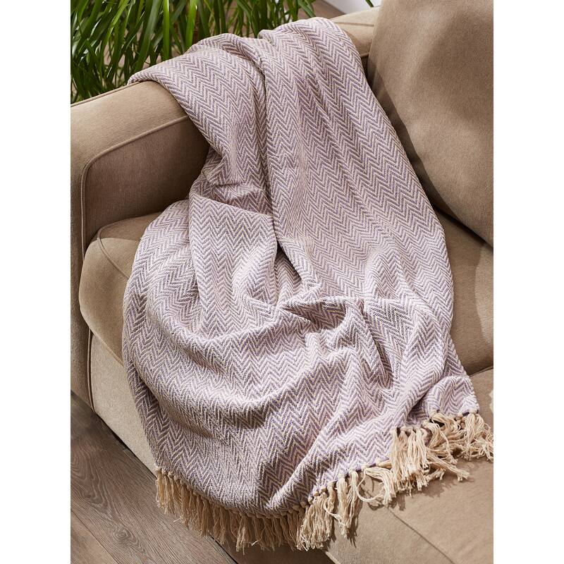 Stone Handloom Chevron Throw