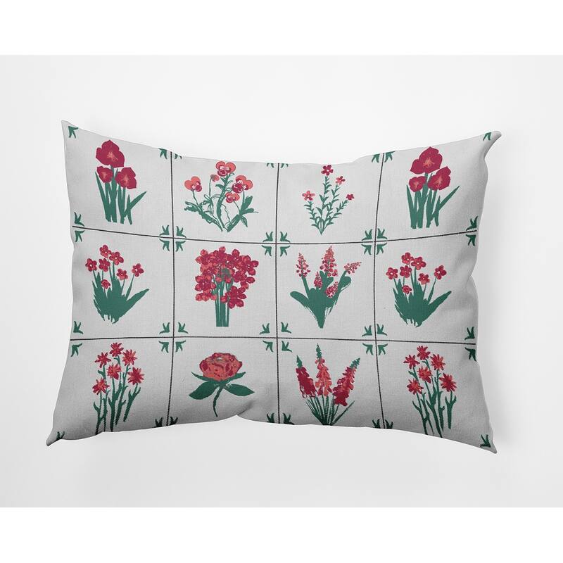 Framed Field Flowers Decorative Throw Pillow - 14" x 20" - Berry