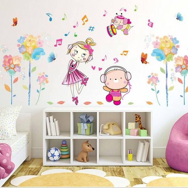 Shop Living Room Music Note Self Adhesive Wall Sticker Multicolor